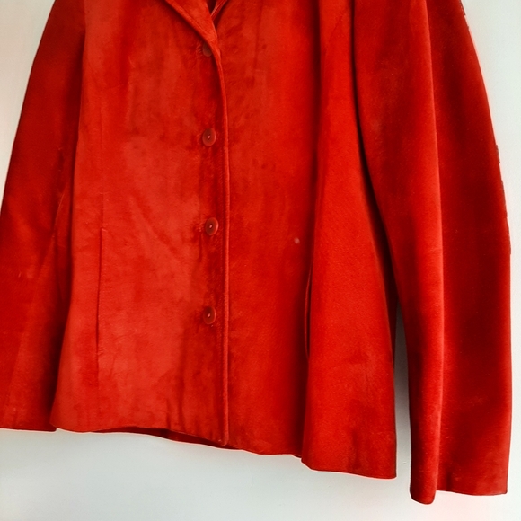 DANIER Genuine Suede Button Front Blazer Jacket Vibrant Red Short Coat Sz L - Picture 5 of 15